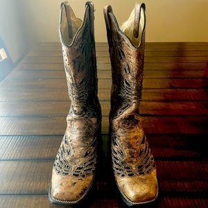 Corral black and brown butterfly boots